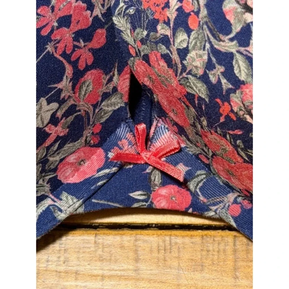 Cacique Navy Blue Pink Floral Full Coverage‎ Boost Plunge Bra 44D
